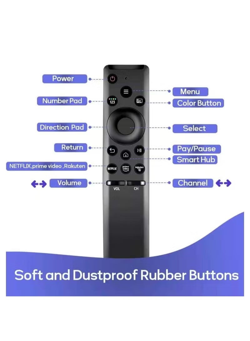 BLUMENIT Replacement Remote Control Compatible with Samsung Smart TV – Universal IR Remote for Samsung LCD LED UHD HDTV – with Netflix & Prime Video Shortcut Buttons – Black - Image 2